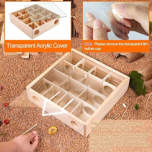 منزل هامستر هامستر هامستر هامستر ، منزل متاهة الهامستر السوري الخشبي ، ديكور موائل الحيوانات الأليفة الصغيرة ، مخابئ 6 غرف ، استكشاف نفق لألعاب الهامستر القزمي ، الجيربييل ، الفئران ، القضايا ، الماوس in Kuwait