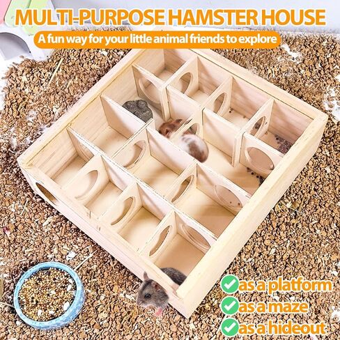 منزل هامستر هامستر هامستر هامستر ، منزل متاهة الهامستر السوري الخشبي ، ديكور موائل الحيوانات الأليفة الصغيرة ، مخابئ 6 غرف ، استكشاف نفق لألعاب الهامستر القزمي ، الجيربييل ، الفئران ، القضايا ، الماوس in Kuwait