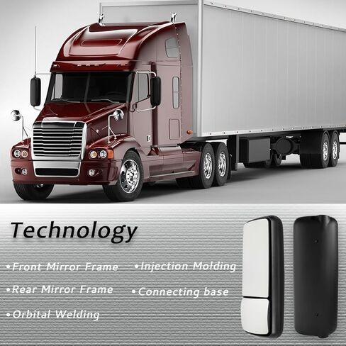 مرآة الجانب الأيمن متوافقة مع Freightliner Century columbia باللون الأسود مع مرآة باب للتدفئة على الجانب الأيمن تناسب القرن 1996-2017 و2004-2017 كولومبيا (يمين) in Kuwait