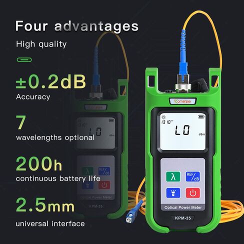 مقياس طاقة الألياف الضوئية OPM KPM-35 مع أطوال موجية 850/980/1300/1310/1490/1550/1625 نانومتر -70~+10dBm، SM 1310/1550nm مصدر ضوء الألياف KLS-35 مع SC، موصل FC + ضوء LED in Saudi Arabia