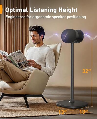 Perlegear Speaker Stand Pair for Sonos Era 300 Speakers, All-Metal 32″ Tall Floor Speaker Stand with Cable Management, Enlarged Base, Easy 3-Step Setup, 360° Surround Sound Speaker Stand, PGSS15 in Kuwait