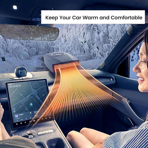 Car Heater,12V Fast Heating and Cooling Fan Portable Windshield Defogger and Defroster Plug into Cigarette Lighter for Car RV SUV (Black) in Kuwait