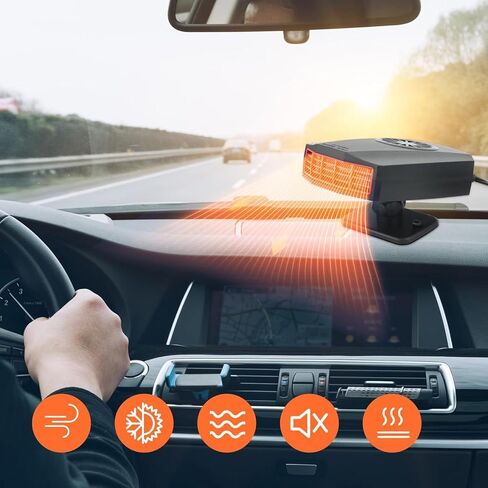 Car Heater,12V Fast Heating and Cooling Fan Portable Windshield Defogger and Defroster Plug into Cigarette Lighter for Car RV SUV (Black) in Kuwait