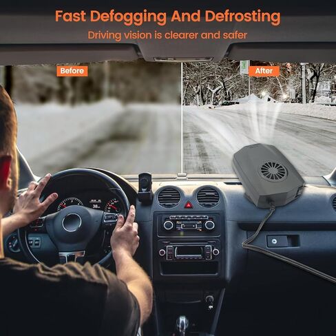 Car Heater,12V Fast Heating and Cooling Fan Portable Windshield Defogger and Defroster Plug into Cigarette Lighter for Car RV SUV (Black) in Kuwait