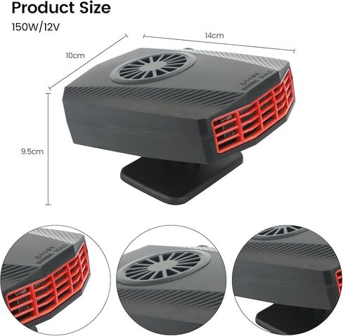 Car Heater,12V Fast Heating and Cooling Fan Portable Windshield Defogger and Defroster Plug into Cigarette Lighter for Car RV SUV (Black) in Kuwait