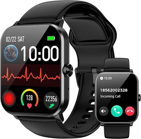 Watch Smart Watch ، 1.85 "HD Smartwatch للنساء للرجال (الإجابة/إجراء مكالمات) ، ساعة اللياقة مع أكثر من 120 أوضاع رياضية/معدل ضربات القلب/شاشة النوم/IP68 مقاومة للماء ، Android Smart Watch for Android iOS (أسود) in Kuwait