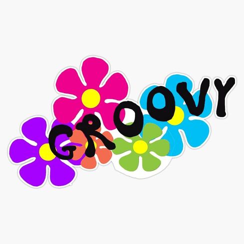 Groovy Flowers Vinyl Sticker Waterproof Bumper Sticker Laptop Window 5" in Saudi Arabia