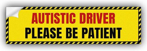 Autistic Driver Please Be Patient Vinyl Funny Bumper Sticker Weather-Resistance for Bumper, Trucks, Cars, Yellow in Saudi Arabia
