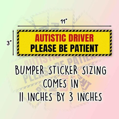 Autistic Driver Please Be Patient Vinyl Funny Bumper Sticker Weather-Resistance for Bumper, Trucks, Cars, Yellow in Saudi Arabia