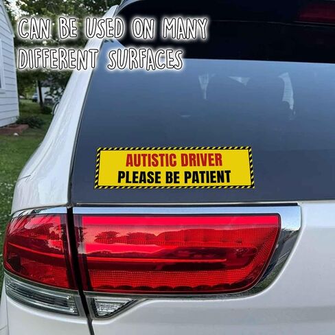 Autistic Driver Please Be Patient Vinyl Funny Bumper Sticker Weather-Resistance for Bumper, Trucks, Cars, Yellow in Saudi Arabia