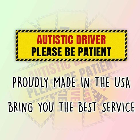 Autistic Driver Please Be Patient Vinyl Funny Bumper Sticker Weather-Resistance for Bumper, Trucks, Cars, Yellow in Saudi Arabia