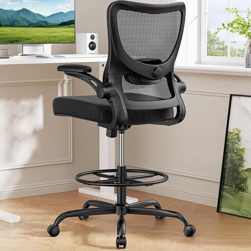 Marsail Drafting Chair, Tall Office Chair with 2D Lumbar Support, Max Load 300 lbs in Kuwait
