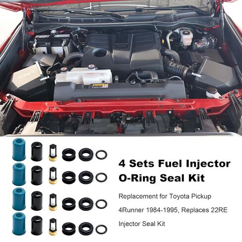 4 Sets Fuel Injector O-Ring Seal Kit, Replacement for Toyota Pickup 4Runner 1984-1995 2.4L Engine 22RE 1984-1995 in Kuwait