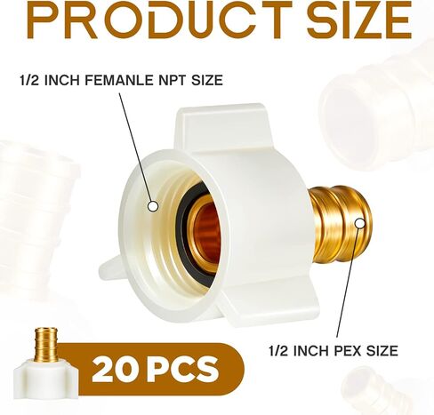 1/2 بوصة PEX محول دوار ملولب 1/2 بوصة تركيبات PEX × 1/2 بوصة تركيبات تجعيد نحاسية أنثى تركيبات PEX محول دوار PEX تركيبات سباكة نحاسية لأنابيب PEX (20) in Saudi Arabia