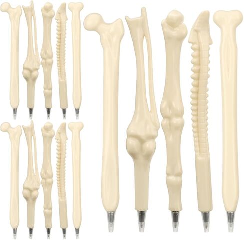 15 Pcs Bone Ballpoint Pen, Novelty 0.5mm Skeleton Blue Ink Ballpoint Pens, Beige Bone Shape Pens for Doctor Nurses School Office Halloween Birthday Party in Kuwait