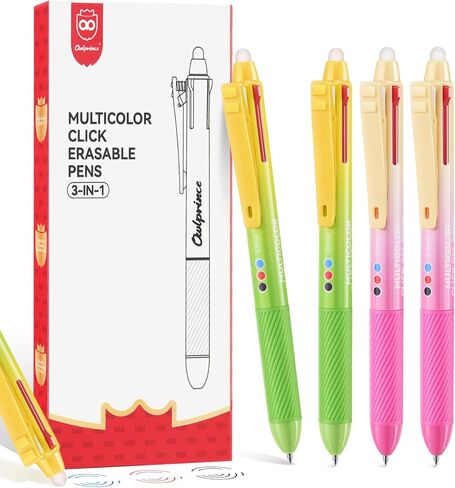 قلم حبر جاف قابل للمسح، 3 أقلام قابلة للمسح، عبوة من 4 أقلام، تجعل الأخطاء تختفي، نقطة دقيقة 0.5 مم للكتابة السلسة، واللوازم المدرسية، والمكتب، وتدوين الملاحظات، واليوميات in Kuwait