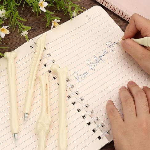 15 Pcs Bone Ballpoint Pen, Novelty 0.5mm Skeleton Blue Ink Ballpoint Pens, Beige Bone Shape Pens for Doctor Nurses School Office Halloween Birthday Party in Kuwait