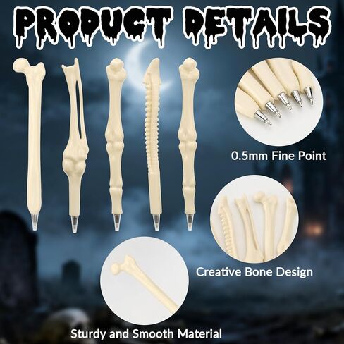 15 Pcs Bone Ballpoint Pen, Novelty 0.5mm Skeleton Blue Ink Ballpoint Pens, Beige Bone Shape Pens for Doctor Nurses School Office Halloween Birthday Party in Kuwait