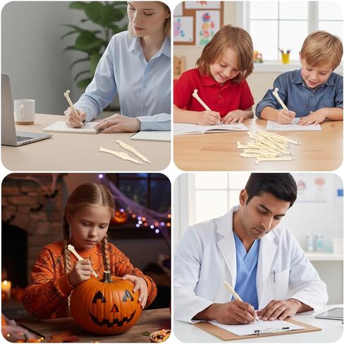15 Pcs Bone Ballpoint Pen, Novelty 0.5mm Skeleton Blue Ink Ballpoint Pens, Beige Bone Shape Pens for Doctor Nurses School Office Halloween Birthday Party in Kuwait