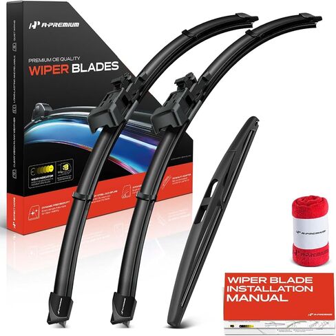 A-Premium 22"+20"+11" Windshield Wiper Blades Compatible with Jeep Renegade BU/BV 2015-2023 - Front Rear Wipers Blade Set, TLP/Snap Claw Arm Connector, with Wear Indicator & Towel (Pack of 3) in Saudi Arabia