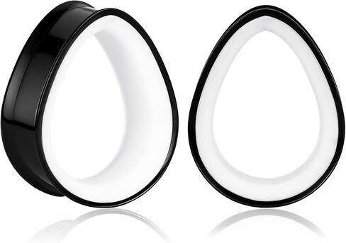 DOEARKO 2PCS Teardrop Shape Stainless Steel Outer Ring & PLA Inner Plug Ear Gauges (0g/8mm - 19mm) Hypoallergenic Double Material for Stretched Ears Lightweight & Breathable Plugs in Kuwait