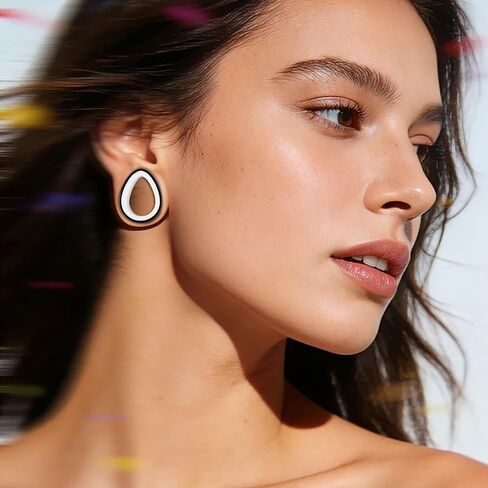 DOEARKO 2PCS Teardrop Shape Stainless Steel Outer Ring & PLA Inner Plug Ear Gauges (0g/8mm - 19mm) Hypoallergenic Double Material for Stretched Ears Lightweight & Breathable Plugs in Kuwait