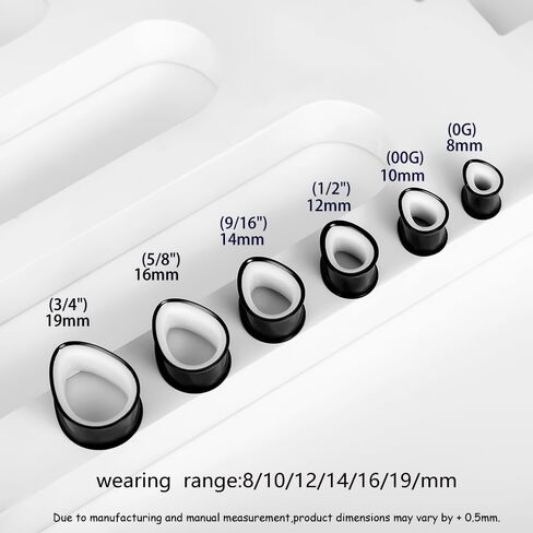 DOEARKO 2PCS Teardrop Shape Stainless Steel Outer Ring & PLA Inner Plug Ear Gauges (0g/8mm - 19mm) Hypoallergenic Double Material for Stretched Ears Lightweight & Breathable Plugs in Kuwait