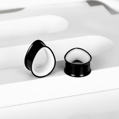 DOEARKO 2PCS Teardrop Shape Stainless Steel Outer Ring & PLA Inner Plug Ear Gauges (0g/8mm - 19mm) Hypoallergenic Double Material for Stretched Ears Lightweight & Breathable Plugs in Kuwait