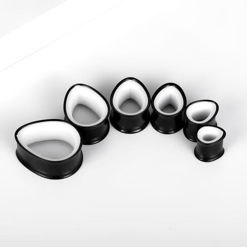 DOEARKO 2PCS Teardrop Shape Stainless Steel Outer Ring & PLA Inner Plug Ear Gauges (0g/8mm - 19mm) Hypoallergenic Double Material for Stretched Ears Lightweight & Breathable Plugs in Kuwait
