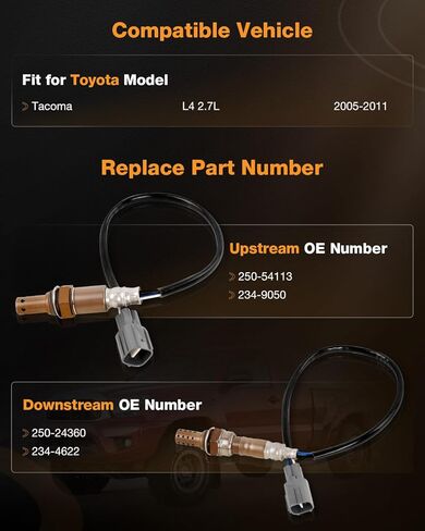 250-54113 250-24360 Oxygen Sensor Upstream Downstream Compatible with Toyota 2005-2011 Tacoma L4 2.7L, O2 Sensor Replaces 234-9050 234-4622, 2 Pcs in Saudi Arabia