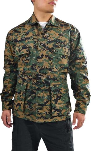 BACKBONE Mens Army Military Battle Dress Uniform BDU Shirt Camo Top Jacket (Woodland Digital - RipStop,Size 2XL), XX-Large in Kuwait