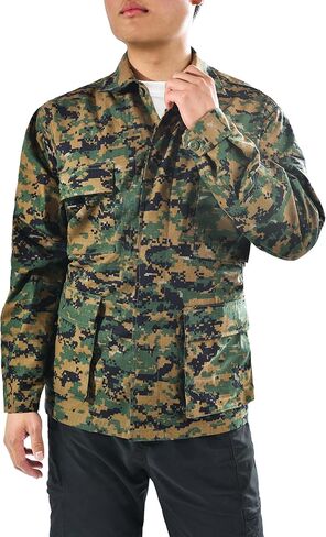 BACKBONE Mens Army Military Battle Dress Uniform BDU Shirt Camo Top Jacket (Woodland Digital - RipStop,Size 2XL), XX-Large in Kuwait
