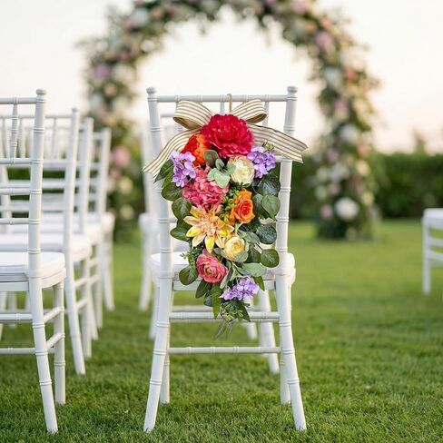 24 Inch Pre-lit Spring Summer Teardrop Swag with Peonies Roses Striped Bow, Colorful Farmhouse Floral Decor for Front Door, Battery Operated with Timer in Kuwait