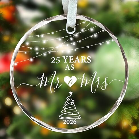 15 Year Anniversary Ornament 2026, 15th Anniversary Wedding Gifts for Couple, 3" Glass Keepsake Valentines Gifts for 15 Year Wedding Christmas Ornaments 2026 in Kuwait