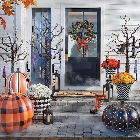 Black Tabletop Halloween Tree with Horror Movie Hanging Ornament 11 Pcs Mini Wooden Knife Decorations,Nightmare Before Christmas Decorations for Spooky Indoor Decor or Shelf Decor in Kuwait