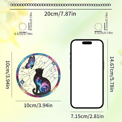 1PC Colorful Acrylic Suncatcher Hanging Decor, Galaxy Black Cat & Butterfly 3.93 inch Window Decor with Printed Stained Glass Style Design,Gift Idea & Garden Ornament Indoor Outdoor Use/1010-ZSW-10 in Saudi Arabia
