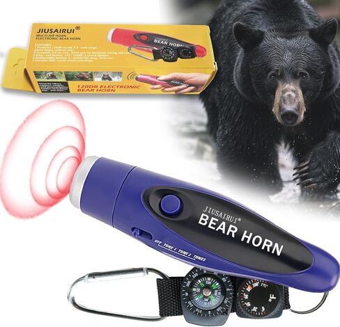 120dB Electronic Air Horn with Compass & Thermometer - Bear Horn to Scare Bears - Self Defense for Hiking in Saudi Arabia