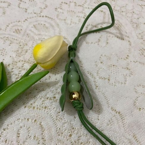 Leather Pea Pod Keychain Bag Ornament, Cute Pea Pod Charm for Purse Handbags Bag Accessories Car Charms Luggage Accessory Handbag Pendant in Kuwait