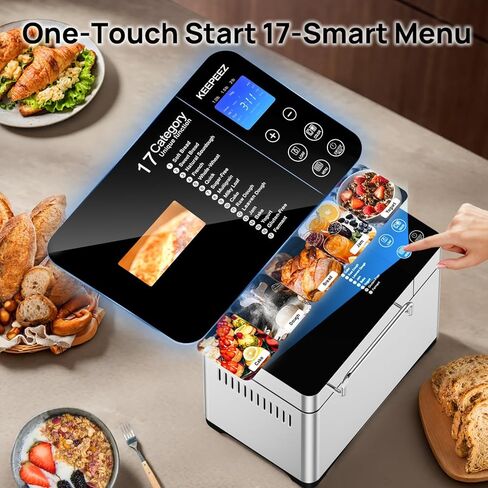 19-in-1 Smart Dual Heaters Bread Maker With Heat-Conductive Nonstick Ceramic Pan, Quiet Bread Machine with 15H Timer & 1H Keep Warm, Stainless Steel BreadMaker with French, Gluten-Free,Sourdough in Kuwait