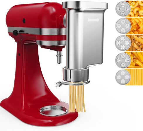Metal Gourmet Pasta Press Attachment for KitchenAid Stand Mixer – Durable Metal Pasta Maker Attachment with 5 Interchangeable Plates for Fresh Homemade Pasta in Saudi Arabia