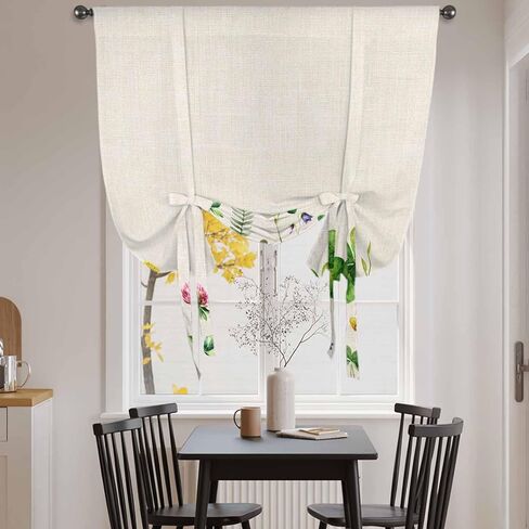 St. Patrick's Day Tie Up Curtains for Window, Colorful Shamrocks Floral Botanical Beige Thermal Balloon Shade Adjustable Rod Pocket Curtains Valance Panels for Kitchen Bathroom Café 52'' x 45'' in Kuwait