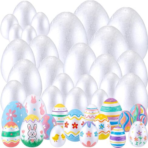 20 Pieces 6 Sizes Craft Foam Egg Easter Foam Egg White Egg Easter Smooth Egg Natural Polystyrene Egg Foam Handmade Egg Ball for Painting Easter Craft Decoration in Saudi Arabia