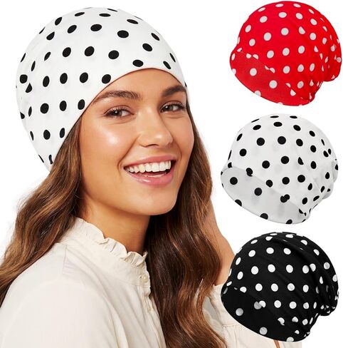 Bohend Polka Dots Beanie Hat Headwear Cap Stretch Non Slip Bandanas Sleep Turbans for Women Men Close top Head Covering Multi in Saudi Arabia