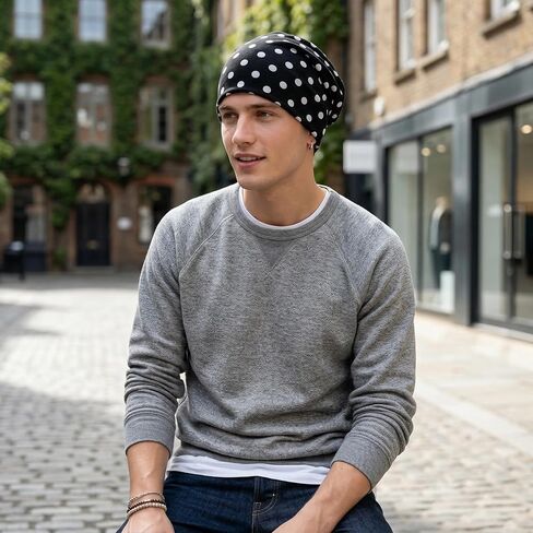 Bohend Polka Dots Beanie Hat Headwear Cap Stretch Non Slip Bandanas Sleep Turbans for Women Men Close top Head Covering Multi in Saudi Arabia