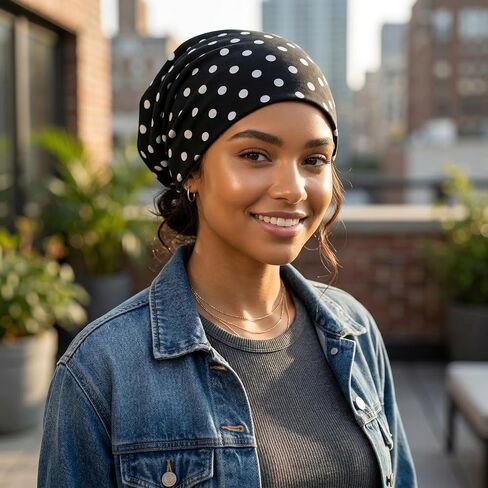 Bohend Polka Dots Beanie Hat Headwear Cap Stretch Non Slip Bandanas Sleep Turbans for Women Men Close top Head Covering Multi in Saudi Arabia