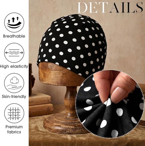 Bohend Polka Dots Beanie Hat Headwear Cap Stretch Non Slip Bandanas Sleep Turbans for Women Men Close top Head Covering Multi in Saudi Arabia