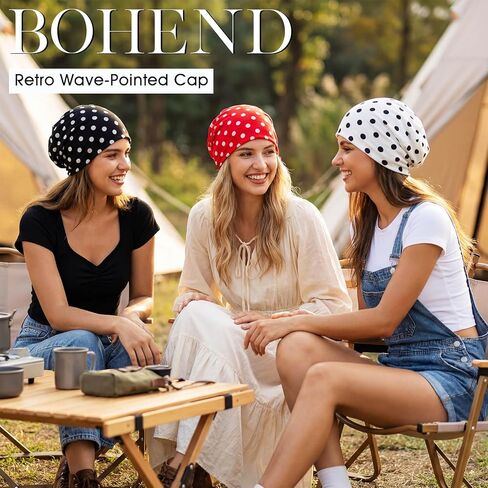 Bohend Polka Dots Beanie Hat Headwear Cap Stretch Non Slip Bandanas Sleep Turbans for Women Men Close top Head Covering Multi in Saudi Arabia