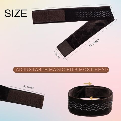 Wig Grip Band Flexible Velvet Scarf Adjustable Comfort Band Headband Wig Comfort Non-Slip Adjustable Fasten Wig Bands with Wavy Silicone (Dark Brown) in Kuwait