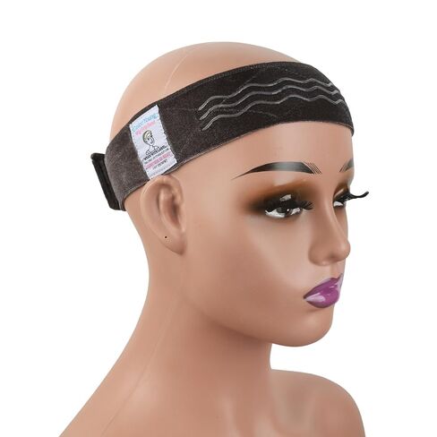 Wig Grip Band Flexible Velvet Scarf Adjustable Comfort Band Headband Wig Comfort Non-Slip Adjustable Fasten Wig Bands with Wavy Silicone (Dark Brown) in Kuwait