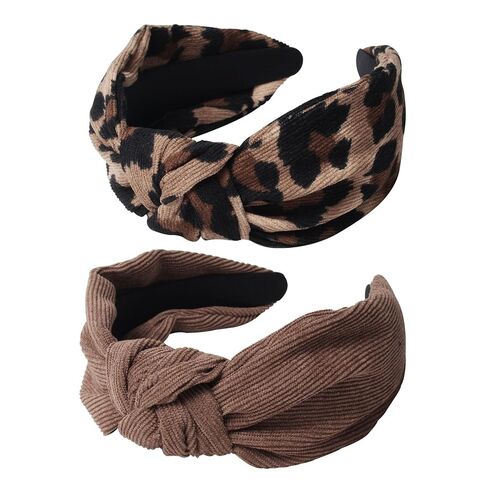 Cuizhiyu 2PK ليوبارد طباعة معقود Headbands للنساء لطيف واسعة أعلى عقدة عقال موضة سروال قصير عقدة عقال ليوبارد إكسسوارات الشعر in Kuwait